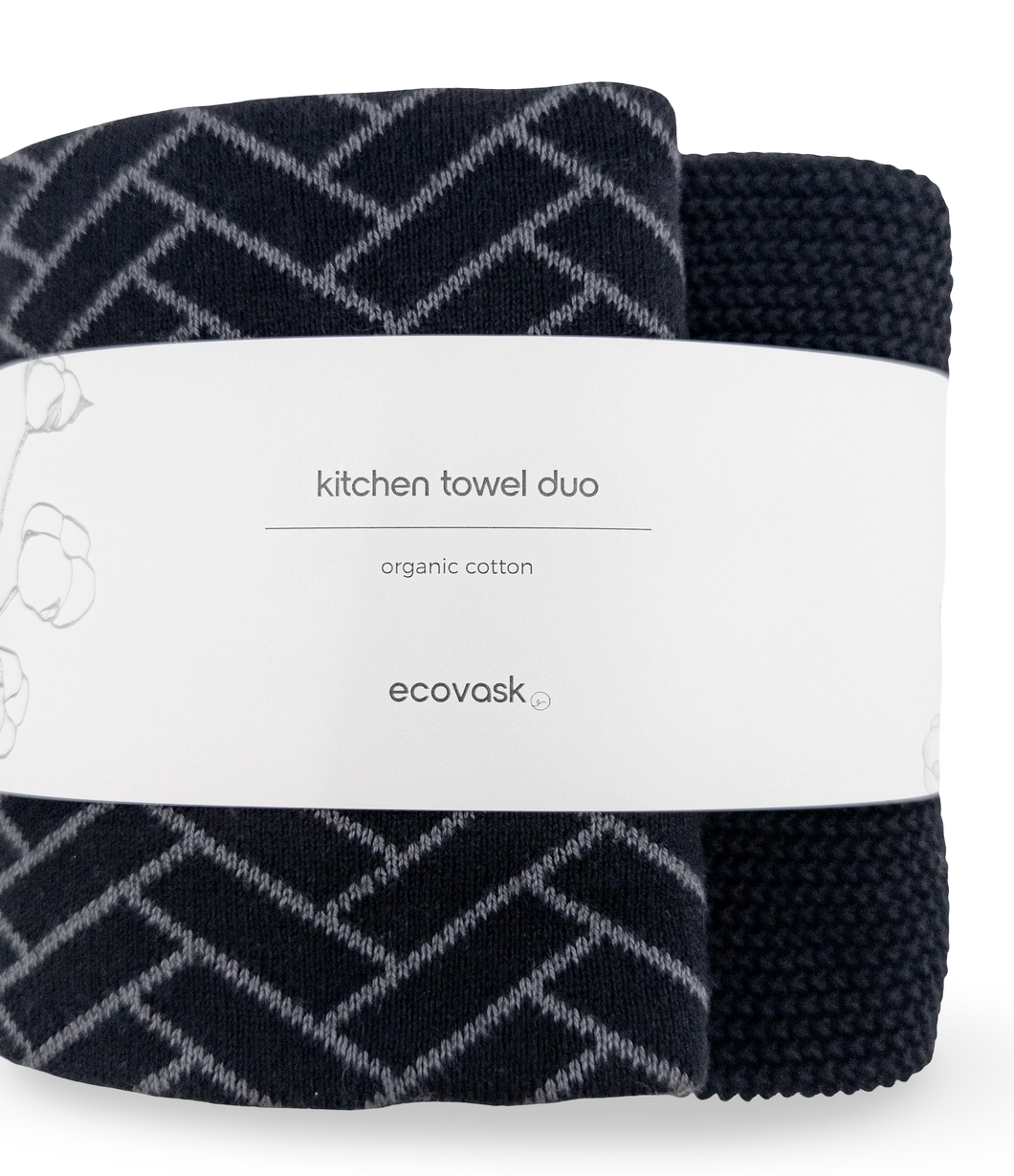 Towel Duo - Raven Herringbone