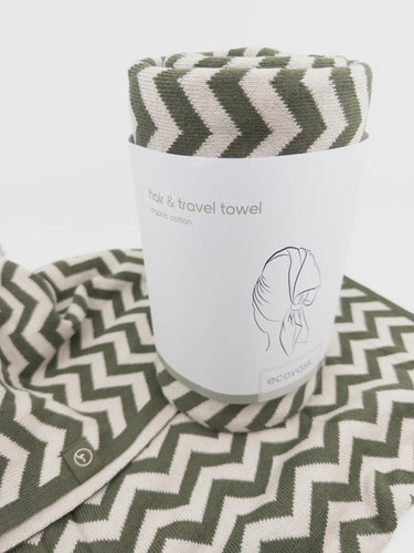 Hair & Travel Towel - Olive/Swan