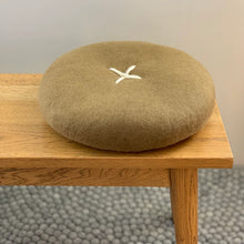 Button Cushion - 40cm 100% NZ Wool (outer) cushions with cross detail - measuring 40cm Synthetic inner filling made from recycled plastic bottles.