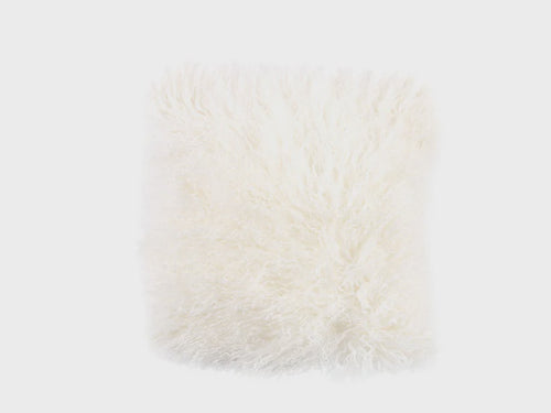 Tibetan Cushion - Ivory Indulge in the ultimate in comfort with our Tibetan Long Wool Sheepskin Cushion, featuring a cotton velvet backing & recycled polyester inner. 41cm x 41cm, Rosies Gifts, Mosgiel, Dunedin