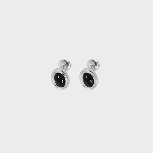 Black Onyx Oval Studs