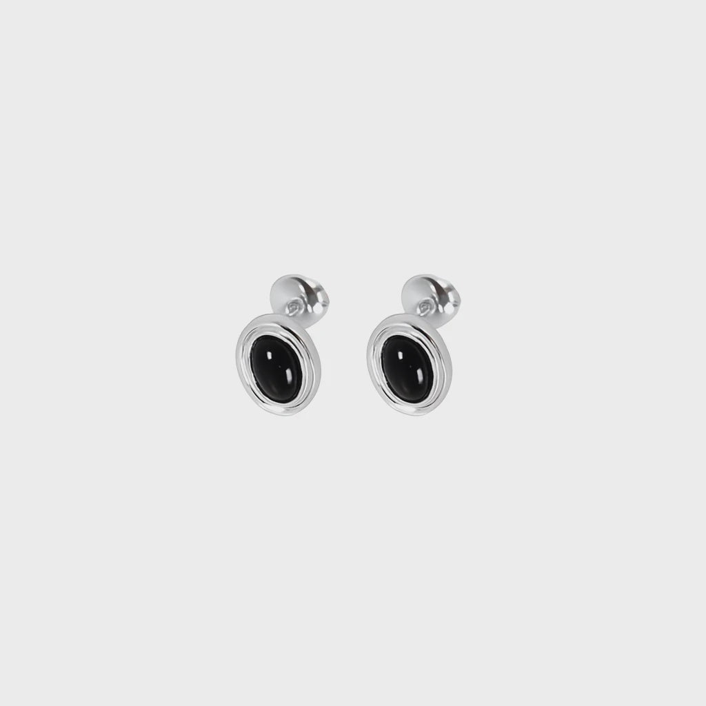 Black Onyx Oval Studs