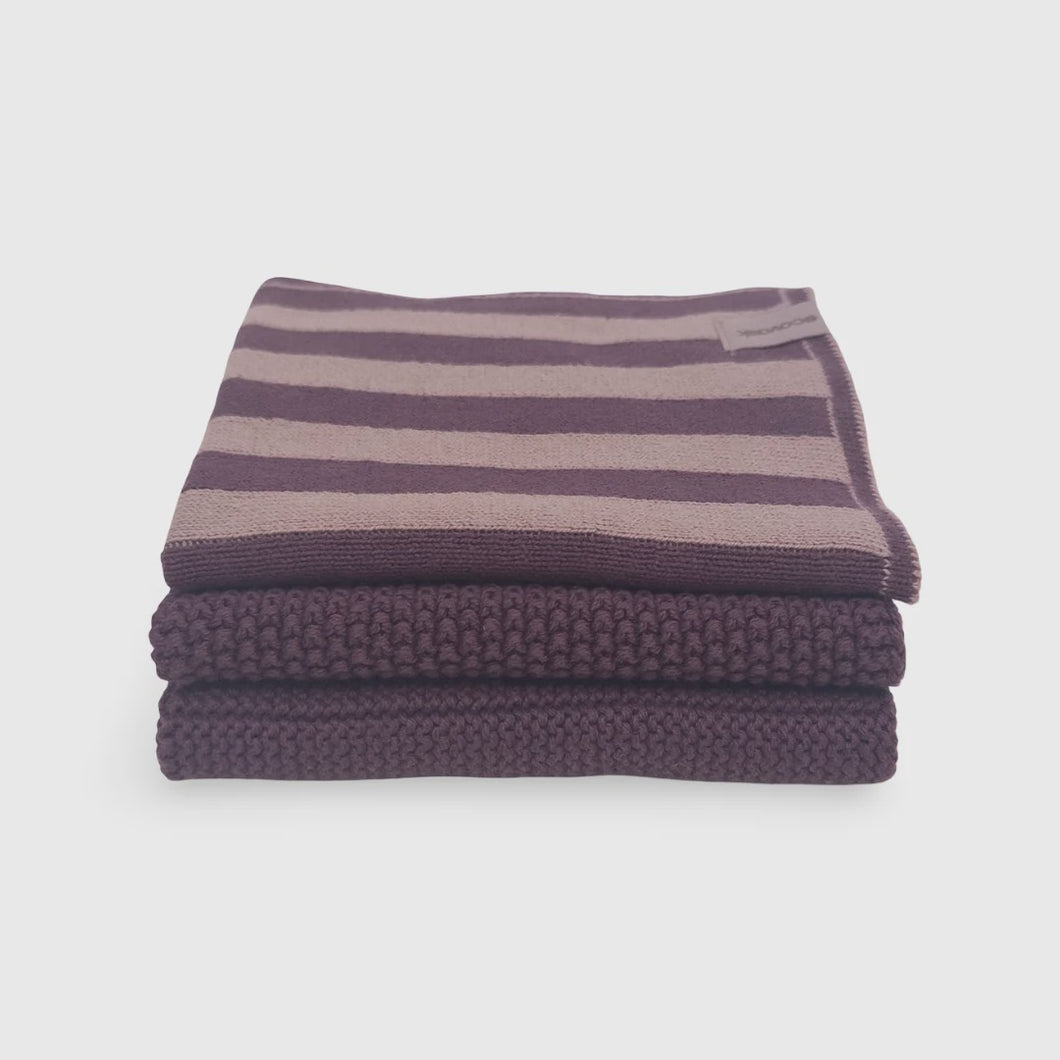 Dishcloth 3pk - Grape Stripe