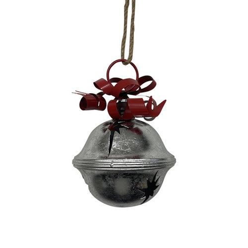21cm Silver/Red Metal Bell