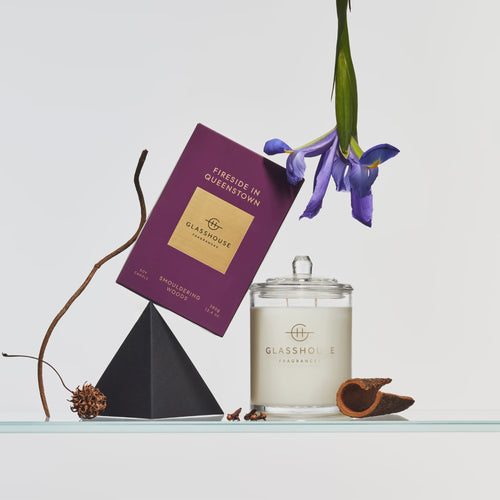 FIRESIDE IN QUEENSTOWN SMOULDERING WOODS 380g Triple Scented Soy Candle As intense as as a flickering fire and as exhilarating as a day on the slopes. Rosies Gifts, Mosgiel, Dunedin.