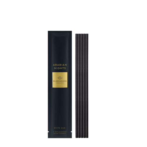 ARABIAN NIGHTS WHITE OUD Replacement Scent Stems™ by Glasshouse Fragrance. An extra 5 Scent Scene refills - the ambience need never end. Rosies Gifts & Homeware, Mosgiel, Dunedin.