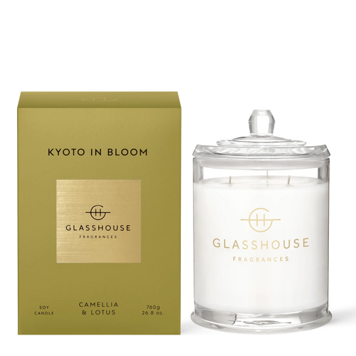 Glasshouse Fragrance CAMELLIA & LOTUS 760g Triple Scented Soy Candle For the true aficionado, this is a striking scent-cessory. Rosies Gifts & Homeware, Mosgiel, Dunedin for your home fragrance or gift needs. Mother's Day, Birthday, Anniversary & more.