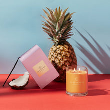 Glasshouse Fragrance's A Tahaa Affair VANILLA CARAMEL 760g Triple Scented Soy Candle. Rosies Mosgiel, Dunedin.  Ambrosial with heavenly caramel and coconut, it’ll transport you to the beaches of Tahaa. Top Notes: Pineapple Middle Notes: Coconut Fruity Base Notes: Caramel and Vanilla