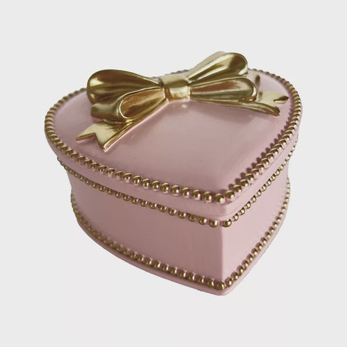 Pink / Gold Bow Trinket Box