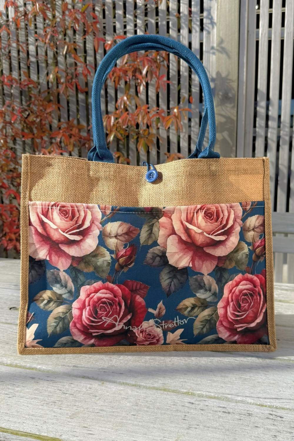 Jute Bag - Heart Rose