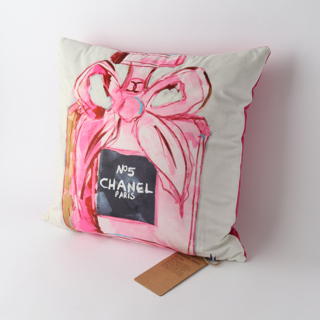 Pink Velvet Bow Cushion