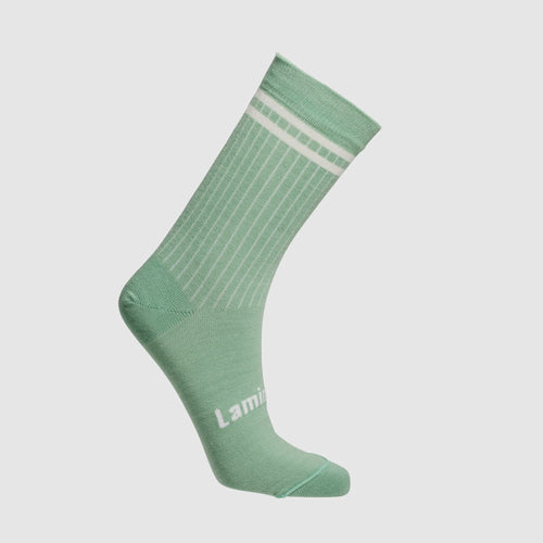 Merino Wool Crew Socks | Laneway Collection | Sage Lamington Socks Laneway Sage - with 2 stripes merino wool ribbed crew socks for Women. New Zealand Made