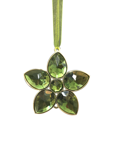Green / Gold Jeweled Flower