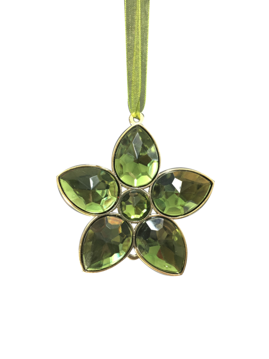 Green / Gold Jeweled Flower