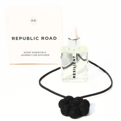 Republic Road Journey Car Diffuser Your eco-friendly and stylish solution to car fragrance. Simply add a few drops of the fragrance oil onto the NZ Wool diffuser, to release the aroma into your car interior. Rosies Gifts, Mosgiel, Dunedin