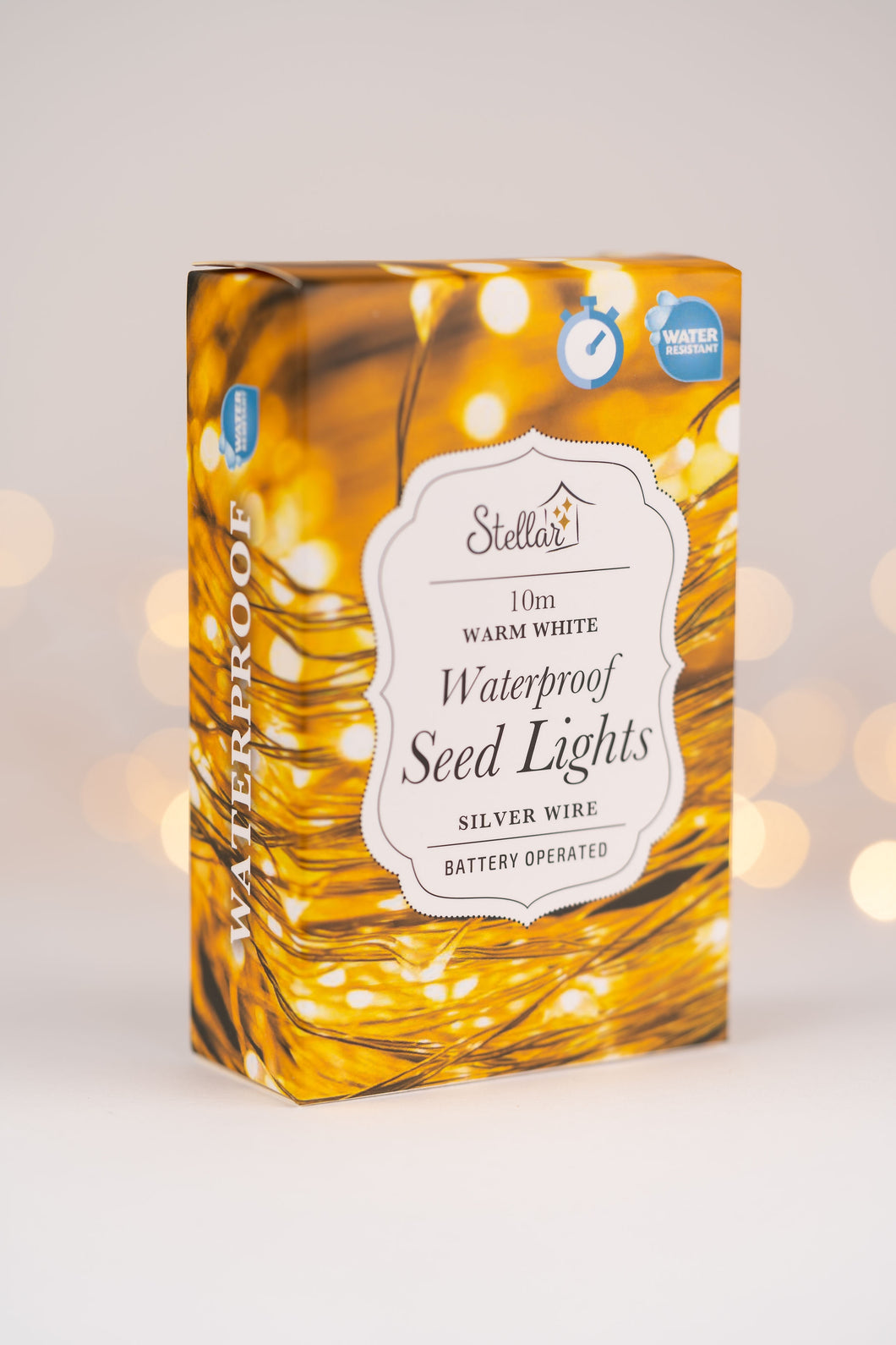 10m Silver Warm White Seed Lights