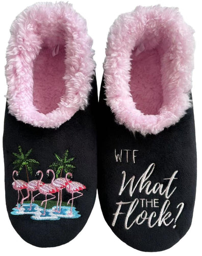 Slumbies!® Pairables - What the Flock. Slumbies are furry and cosy sleepy time foot wear to make feet warm in cold weather. They are light weight with non-slip soles. Rosies Gifts, Mosgiel, Dunedin