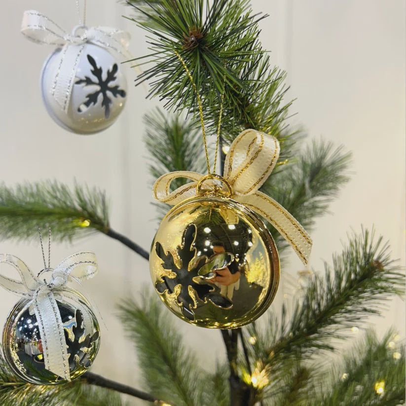 6pk Snowflake Metal Balls