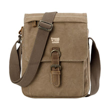 The Troop London Classic Canvas Across Body Bag is a medium-sized, single-compartment shoulder bag with outside pockets and an expanding zip.