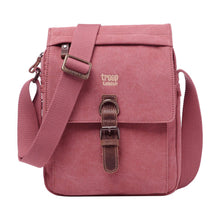 The Troop London Classic Canvas Across Body Bag is a medium-sized, single-compartment shoulder bag with outside pockets and an expanding zip.