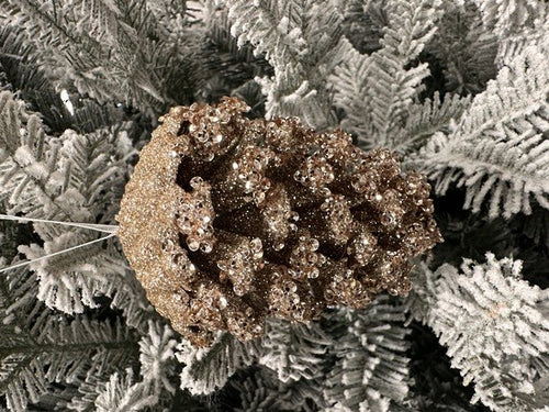 Champagne Gittered Pinecone