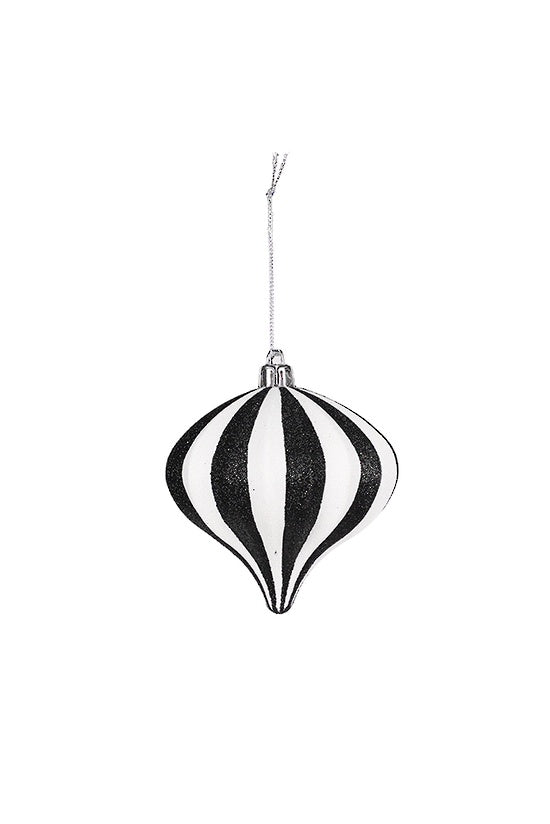 B/W Stripe Teardrop Bauble