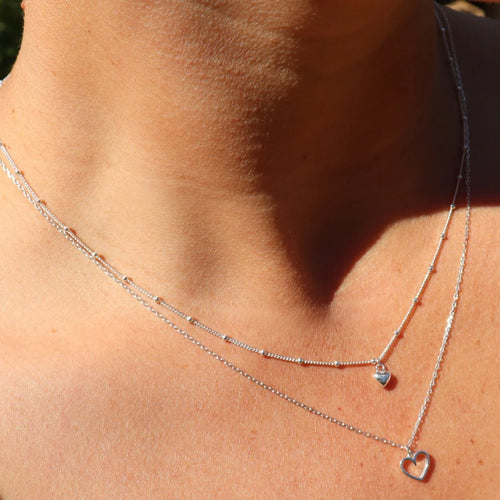 THE HEART SERIES DOUBLE CHAIN HEART NECKLACE