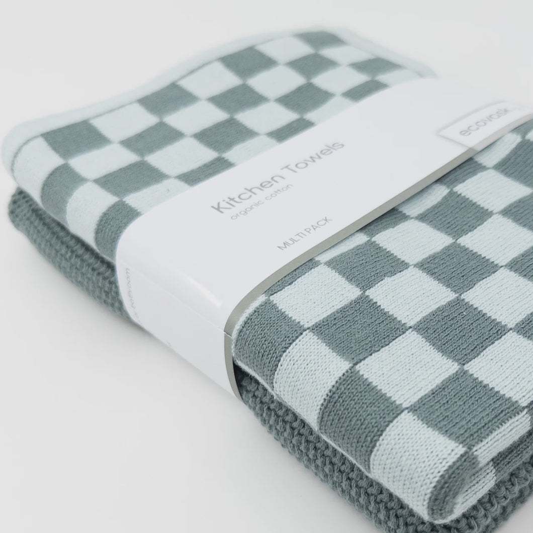 Towel Combo - Sea Foam Chequer