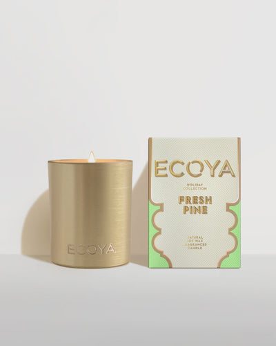 Holiday: Fresh Pine Goldie Candle by Ecoya A holiday icon; It’s not just a scent, it’s a memory, a tradition and an annual sell-out sensation. Immerse yourself in the nostalgia of freshly cut Christmas trees, blended with forest woods, rosewood, a citrus kick and a touch of cedar. 