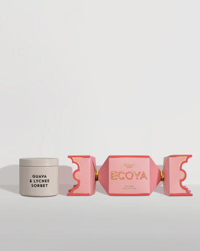 Holiday: Guava & Lychee Sorbet Tin Candle Bon Bon A voluptuous fruity fragrance with tropical layers of guava nectar, Queensland lychee and a cocktail of berries. Available in our Guava & Lychee Sorbet, Sweet Pea & Jasmine and Lotus Flower. 45g Soy Wax Candle Made in New Zealand