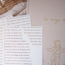 To My Son, A baby journal like no other. Start at any age, choose your own journal prompt sticker, and write as often as you like. Our heirloom ‘to my son’ journal simplifies the process of creating a precious keepsake of memories. Rosies Gifts, Mosgiel, Dunedin for quality gifts for newborn, baby, child and more.