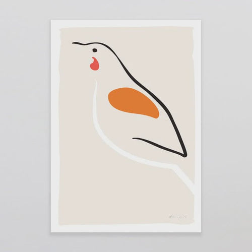 The Tīeke Ink Bird, a stunning A4 art print by NZ artist Glenn Jones. Our native saddleback, the tīeke, depicted in a free flowing ink style with splashes of orange, red, and white, will add a touch of New Zealand beauty to any space. Rosies Gifts, Mosgiel, Dunedin