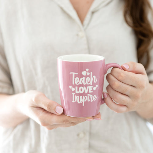 Teacher Inspire Mug by Splosh Teacher gifts are back and better than ever Features: Debossed quote on the front Made from high quality ceramic Classic mug shape. Rosies Gifts, Mosgiel,