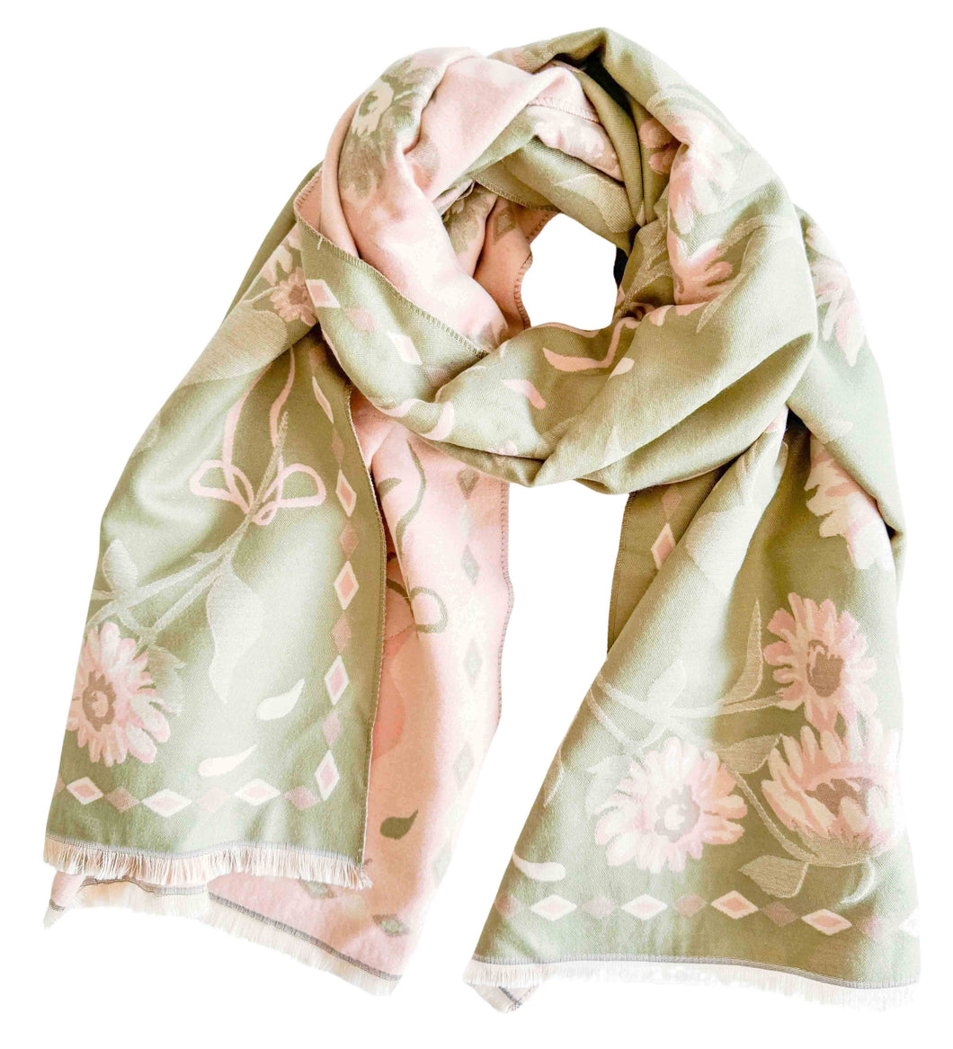 Floral Green/Cream Scarf