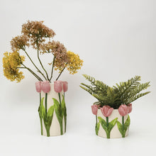 Tulip Planter Pink & White