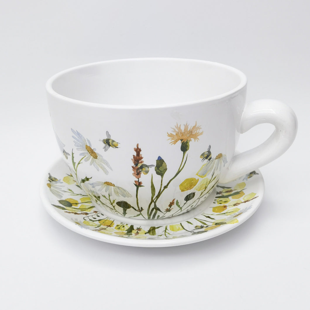 Bee Meadow Tea Cup Planter