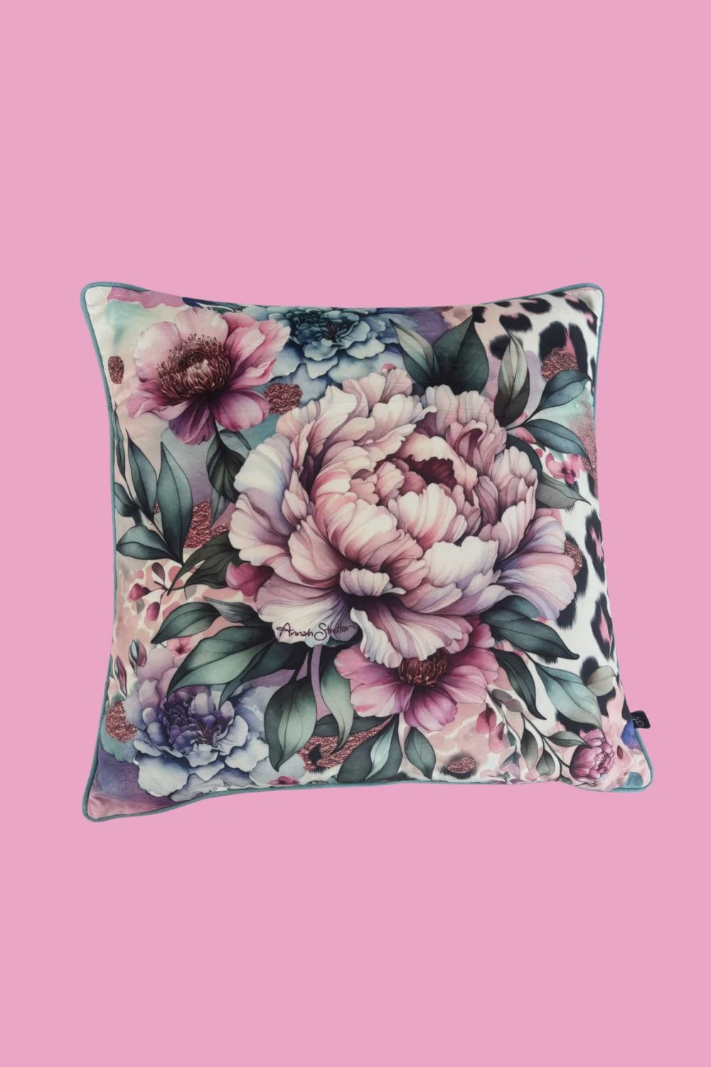 Floral Velvet Cushion - Feline Grace