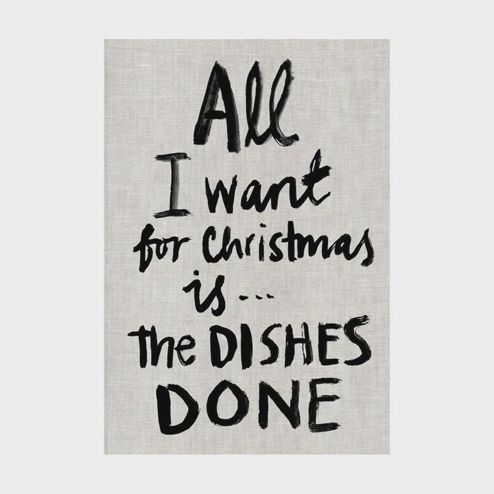 All I want for Christmas Tea Towel Features a loop for easy hanging. Highly absorbent, 100% cotton & measures 50 x 70cm. Gentle cold machine wash, do not bleach. Rosies Gifts, Mosgiel, Dunedin for you home decor and gift or present options.