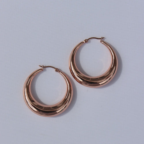 Hooplah Hollow RG Earrings 30mm