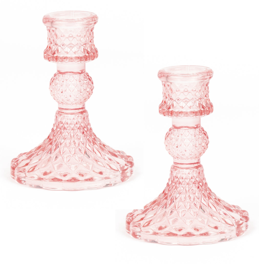 Set 2 Pink Candle Holders