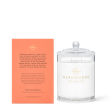 Glasshouse Fragrance - Sunsets in Capri 380g Triple Scented Soy Candle Marine Notes, Peach and Jasmine set the scene for the magical moment the sun kisses the sea. Rosies Gifts & Homeware, Mosgiel, Dunedin has a large range of quality homeware, candle & fragrance for birthday, mother's day, father's day & Christmas.