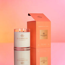 Glasshouse Fragrance - Sunsets in Capri 380g Triple Scented Soy Candle Marine Notes, Peach and Jasmine set the scene for the magical moment the sun kisses the sea. Rosies Gifts & Homeware, Mosgiel, Dunedin has a large range of quality homeware, candle & fragrance for birthday, mother's day, father's day & Christmas.