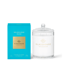 Glasshouse Fragrances Soy Candle 380g -MELBOURNE MUSE, Rosies Gifts Mosgiel, Dunedin COFFEE FLOWER & VANILLA It’s all sweet vanilla, coffee flowers and lush orange blossoms.