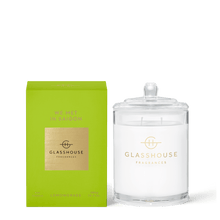 Glasshouse Fragrances, Rosies Gifts Mosgiel, Dunedin 380g Triple Scented Soy Candle Vibrant lemongrass, bergamot and orange conjure up visions of luminous city neons. Fragrance: Top Notes: Lemongrass, Orange, Lime  Middle Notes: Eucalyptus, Bergamot Base Notes: Sandalwood