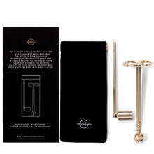 The ultimate candle care kit for our GLASSHOUSE FRAGRANCES Scent Addicts. Includes a Wick Trimmer, Wick Snuffer & black velvet case in a gift box. Made from stainless steel with gold plating. Rosies Gifts & Homeware, Mosgiel, Dunedin has quality candle fragrances and accessories.