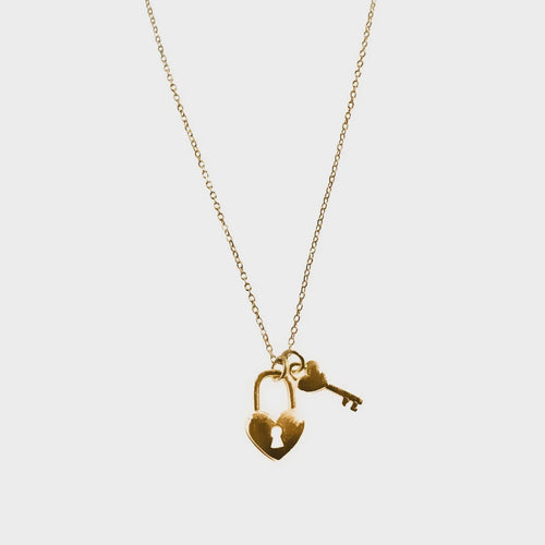 Heart Padlock Necklace - Yellow Gold
