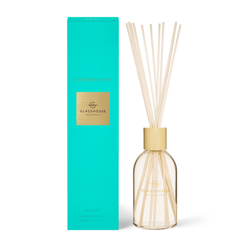 Glasshouse Fragrances - Lost in Amalfi, Rosies Mosgiel, Dunedin. SEA MIST 250mL Fragrance Diffuser Impressions of crystal clear water and zesty Limoncello come via freesia, lime and moss.