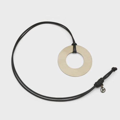 Circle Leather YG Necklace