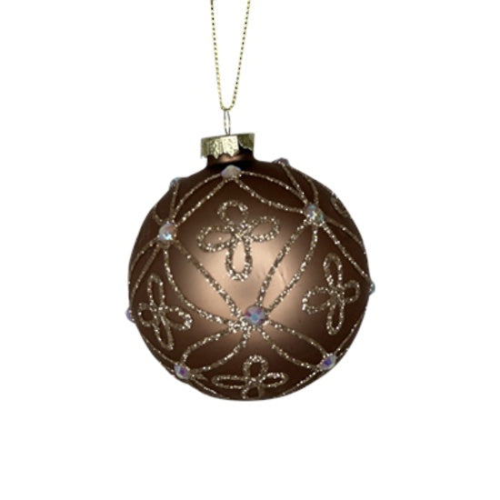 COPPER GLASS BALL WITH FLORAL DECORATION HANGER