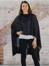 Hello Friday HIGHFLYER Textured poncho can be worn 3 ways, front, side and as a scarf. ONE SIZE 100 X 68cm 100% Arcylic. Dunedin, NZ Designed outer layer clothing for women. Rosies Gifts & Homeware, Mosgiel,  Dunedin.